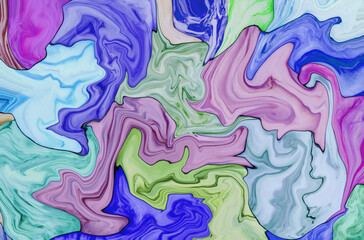 Technique Ebru. Futuristic element for bandana, hijab, neck scarf. Kerchief design or tablecloth print, scarf, towel. For textile, cotton fabric. Print for wallpaper, T-shirts, linens or wrapping.