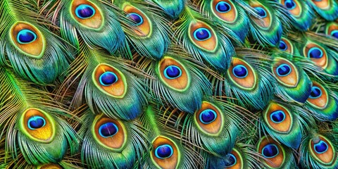 Vibrant and Colorful Peacock Feathers Displaying Nature's Beauty in Intricate Patterns and Textures