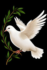 Fototapeta premium Peace white dove with an olive branch