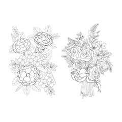 Flora line art coloring  pages for decoration