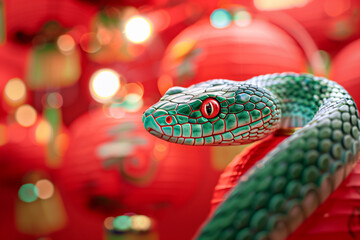 Chinese new Year background. Red snake - symbol of chinese New Year.