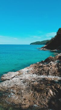 Vertical Video - Coast of island and the sea