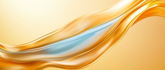 Naklejka premium A tight shot of an orange-blue wave against a sunlit yellow backdrop, with a gentle reflection at the wave's base