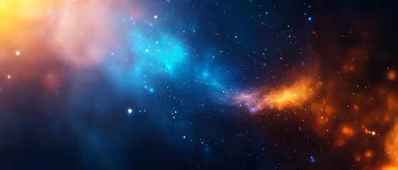 Obraz premium A dark blue night sky filled with numerous bright yellow and blue stars, densely interspersed with stars represented as white dots