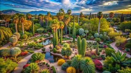 Vibrant Botanical Garden in Tempe, Arizona Showcasing Diverse Flora and Lush Greenery in Nature