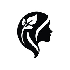 Spa wellness logo beauty woman head female flower icon vector