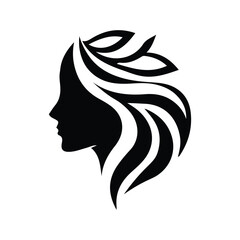 Spa wellness logo beauty woman head female flower icon vector