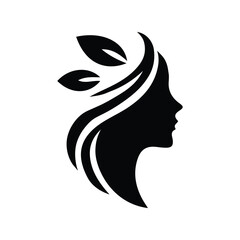 Spa wellness logo beauty woman head female flower icon vector