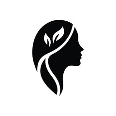 Spa wellness logo beauty woman head female flower icon vector