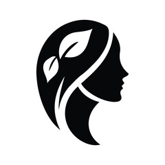 Spa wellness logo beauty woman head female flower icon vector