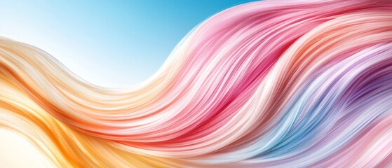 Obraz premium A tight shot of multicolored hair against a backdrop of a blue sky, with a lighter blue sky above