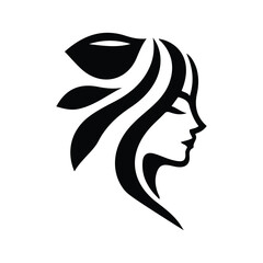 Spa wellness logo beauty woman head female flower icon vector