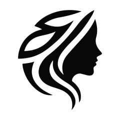 Spa wellness logo beauty woman head female flower icon vector