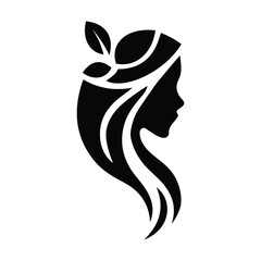 Spa wellness logo beauty woman head female flower icon vector