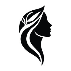 Spa wellness logo beauty woman head female flower icon vector