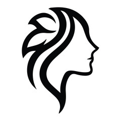 Spa wellness logo beauty woman head female flower icon vector