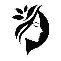 Spa wellness logo beauty woman head female flower icon vector