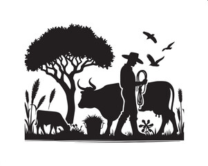 Farmer vector image silhouette
