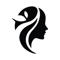 Spa wellness logo beauty woman head female flower icon vector