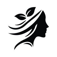Spa wellness logo beauty woman head female flower icon vector