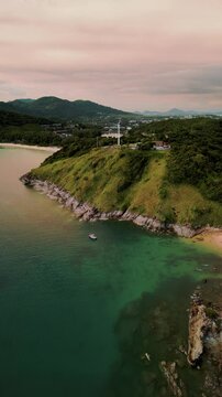Vertical Video - Aerial view of the coast of an Island