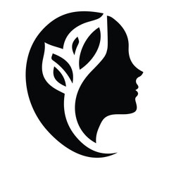 Spa wellness logo beauty woman head female flower icon vector