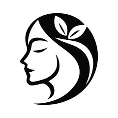 Spa wellness logo beauty woman head female flower icon vector