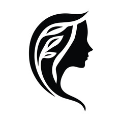 Spa wellness logo beauty woman head female flower icon vector