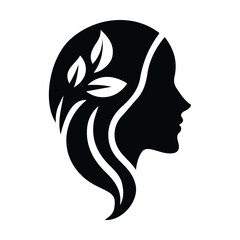 Spa wellness logo beauty woman head female flower icon vector