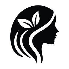 Spa wellness logo beauty woman head female flower icon vector