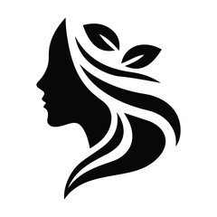 Spa wellness logo beauty woman head female flower icon vector