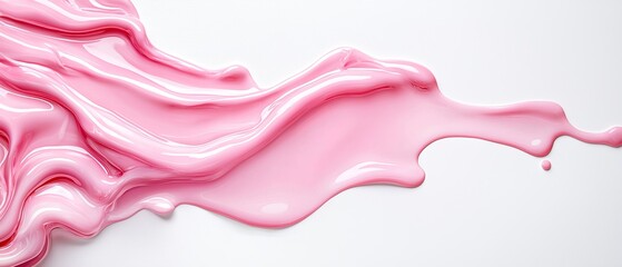 Fototapeta premium A pink liquid dripping down a white wall