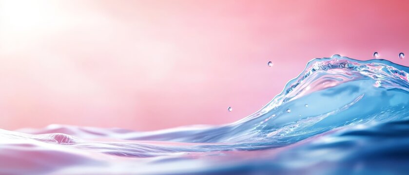  A pink-blue background with water cascading from top to bottom, and another with water rising from bottom up