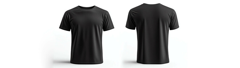 A versatile black t-shirt displayed from three angles, perfect for casual wear, fashion shoots, or clothing catalogs.