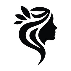 Spa wellness logo beauty woman head female flower icon vector