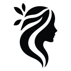 Spa wellness logo beauty woman head female flower icon vector