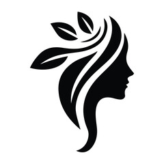 Spa wellness logo beauty woman head female flower icon vector
