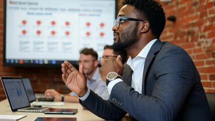 A team of diverse professionals collaborates in a contemporary office, sharing insights and strategies for future projects