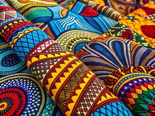 Vibrant Daishiki Fabric with Intricate Patterns and Rich Colors Perfect for Cultural and Fashion Projects