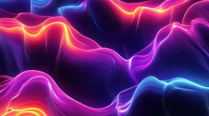 Fototapeta premium Mesmerizing Neon Landscape: Vibrant Waves of Color and Light