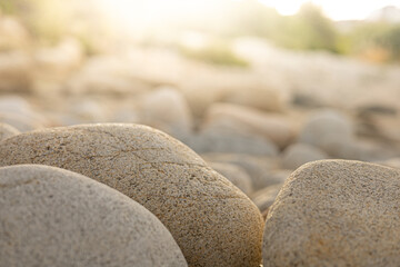 Smooth Pebble stones on a beach