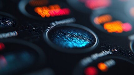 A close-up view of a data-processing interface displays glowing blue code, representing innovation, digital information, and cutting-edge technology in action.