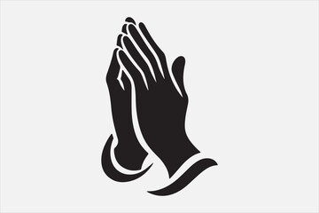 Silhouette two hands in a praying position
