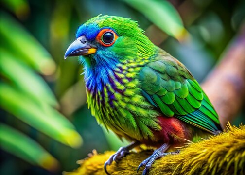 Vibrant Green Chucker in Natural Habitat Showcasing Unique Patterns and Colors on Its Feathered Body