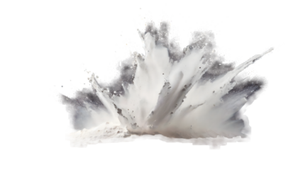 White powder Splash on a white isolated background. Generative AI.
