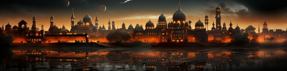 Obraz premium Beautiful Arabian Style Palace View of Hallway Created with Generative AI Technology