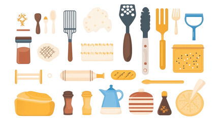 Flat Hanukkah Baking Icons, PNG file, isolated on white