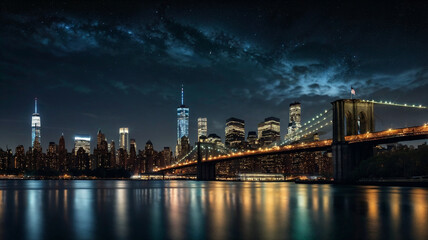 Naklejka premium city bridge at night