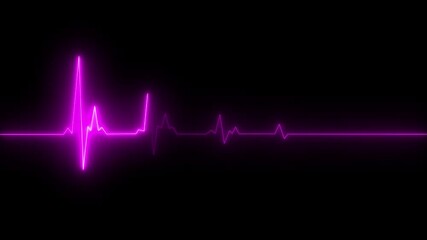 Emergency ekg monitoring. Blue glowing neon heart pulse. Heartbeat. Electrocardiogram animation background ,Abstract Glowing Neon Heart Beat Single Loop Animation.