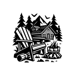 Rustic Cabin Retreat with Adirondack Chairs